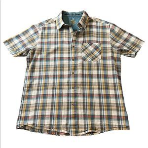 KUHL MENS SHORT SLEEVE PLAID BUTTON DOWN SHIRT SIZE LARGE